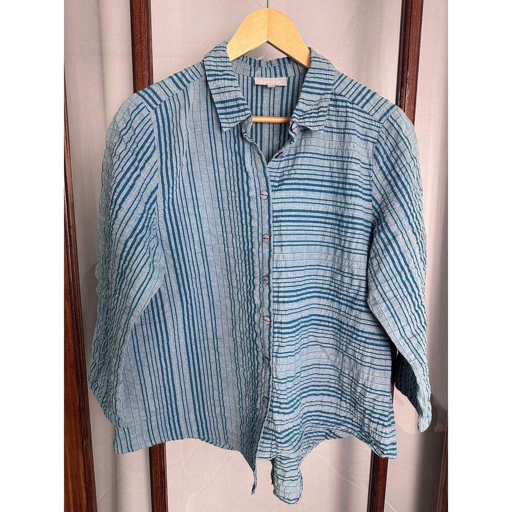 Habitat Blue Striped Long Sleeve Button-Up Top